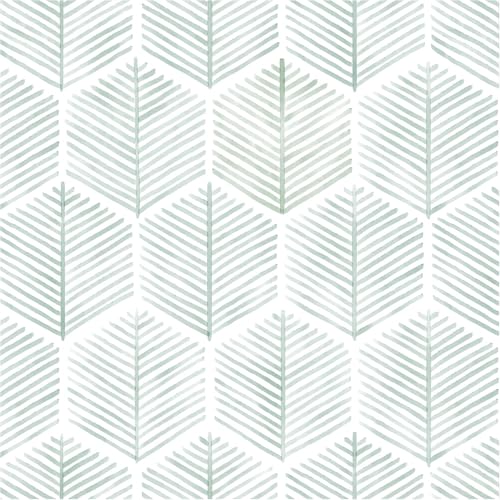 OSECAGE Modern Peel and Stick Wallpaper 173276 Geometric Wallpaper Boho Contact Paper Green and White SelfAdhesive Wall Paper Removable Decorative Wallpapers for Bedroom Bathroom Cabinets Decor Vinyl - Image 1