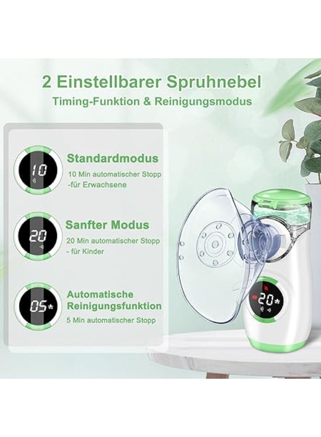 Portable Nebuliser Inhaler – Adjustable with Mouthpiece & 2 Masks, Timer Function, USB-C & Battery Operated for Adults & Children - Image 5