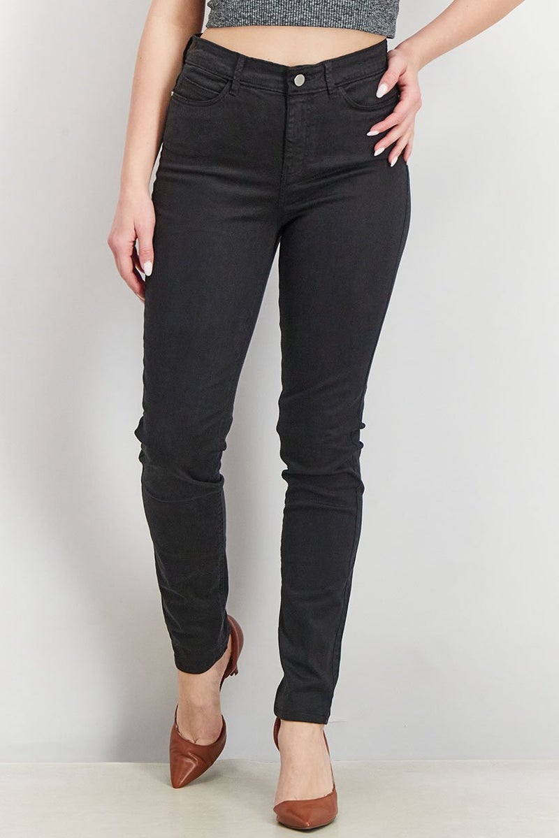 GUESS Women Skinny Fit Solid Denim Jeans, Black - Image 1