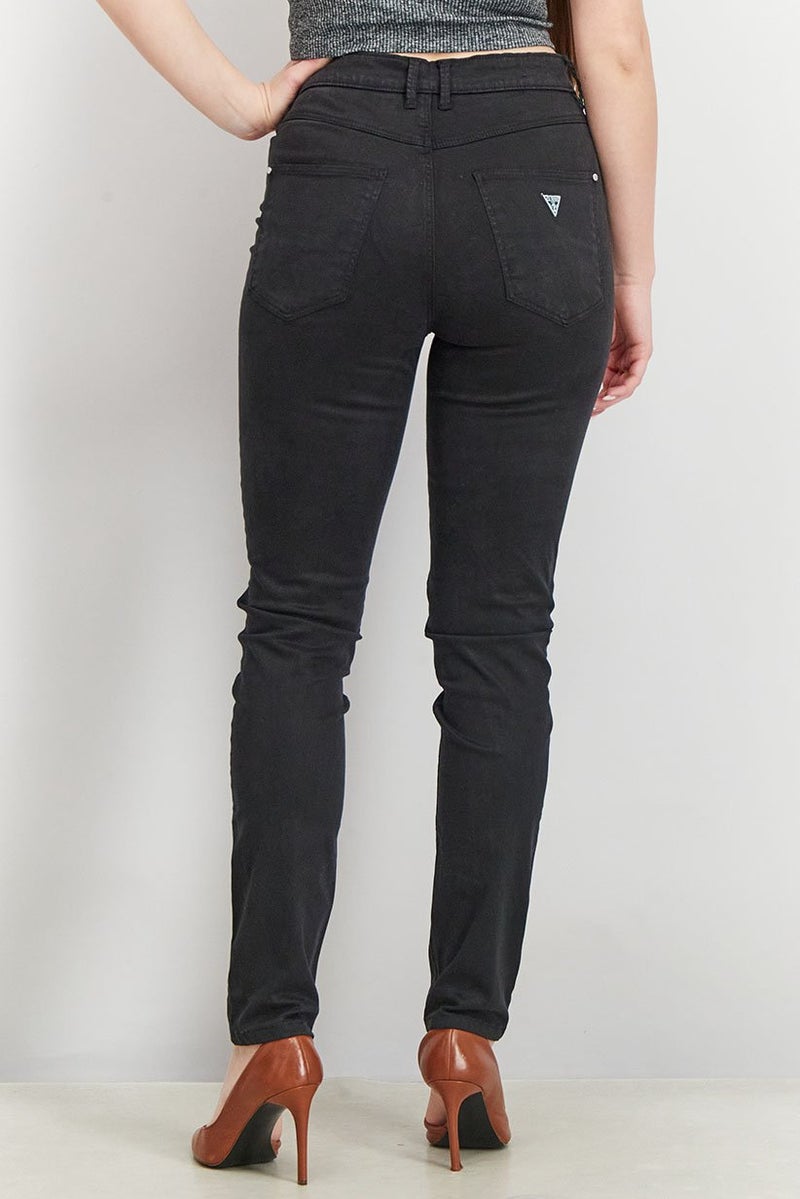 GUESS Women Skinny Fit Solid Denim Jeans, Black - Image 4