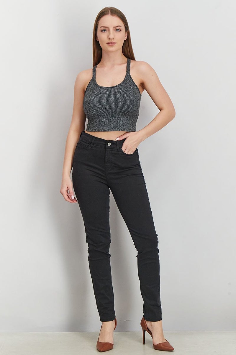 GUESS Women Skinny Fit Solid Denim Jeans, Black - Image 2