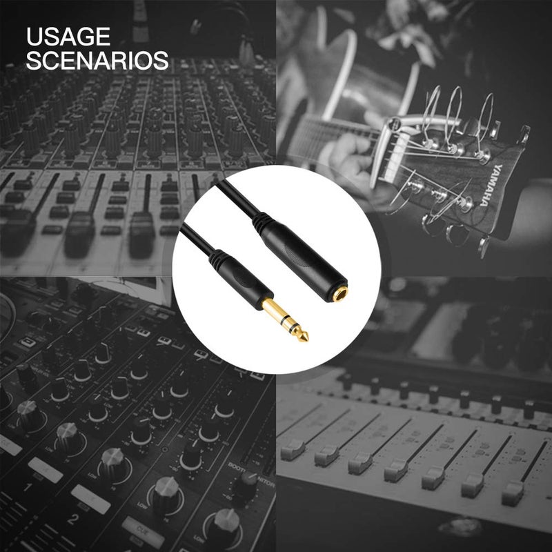 Devinal 6.35mm 1/4" inch TRS Plug Male to 1/4 Female Headphone Guitar Extension Cable Cord, Gold Plated Audio Cable Stereo Extender, 6 feet (1.8 M) - Image 4