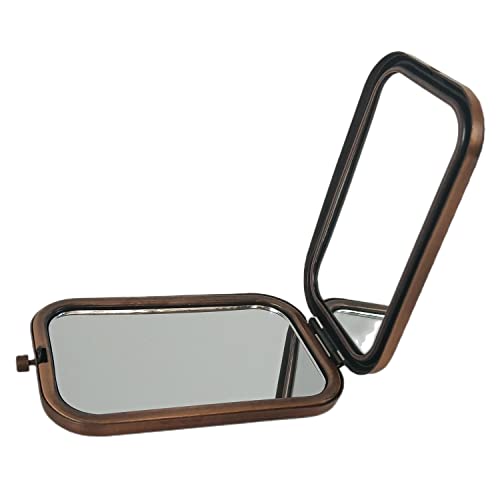 Jtbling Vintage Metal Retro Portable Mini Mirror Rectangular Cosmetic Fold Mirror 1X/2X Magnifying Pocket Makeup Mirror Compact Travel Mirror Handheld Mirror Flip Mirror (Butterfly Flower) - Image 3