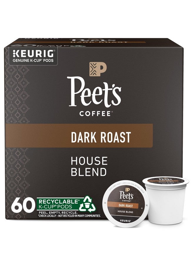Peet's Coffee, Dark Roast K-Cup Pods for Keurig Brewers - House Blend 60 Count (6 Boxes of 10 K-Cup Pods) Packaging May Vary - Image 1