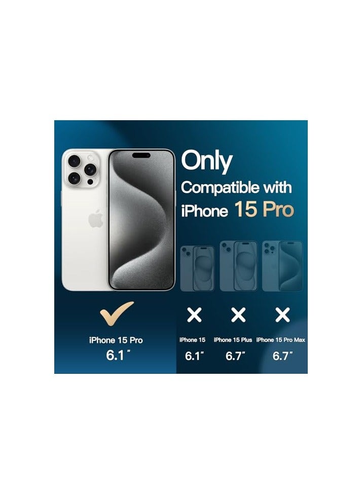 جي تيك حافظة JETech 5 في 1 لهاتف iPhone 15 Pro مقاس 6.1 بوصة مع عبوتين لكل واقي شاشة من الزجاج المقوى وواقي عدسة الكاميرا، غطاء هاتف ممتص للصدمات غير أصفر اللون (شفاف) - Image 2