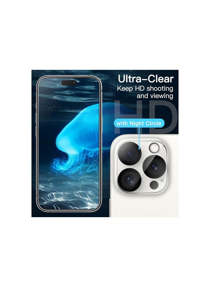 جي تيك حافظة JETech 5 في 1 لهاتف iPhone 15 Pro مقاس 6.1 بوصة مع عبوتين لكل واقي شاشة من الزجاج المقوى وواقي عدسة الكاميرا، غطاء هاتف ممتص للصدمات غير أصفر اللون (شفاف) - Image 5