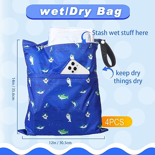 Frienda 4 Pack Wet Bags for Swimsuits Waterproof Reusable Travel Wet Dry Bags with Zippered Pockets for Beach Pool Swimwear Towels Gym Cloth Diapers Summer Vacation EssentialsNature - Image 3