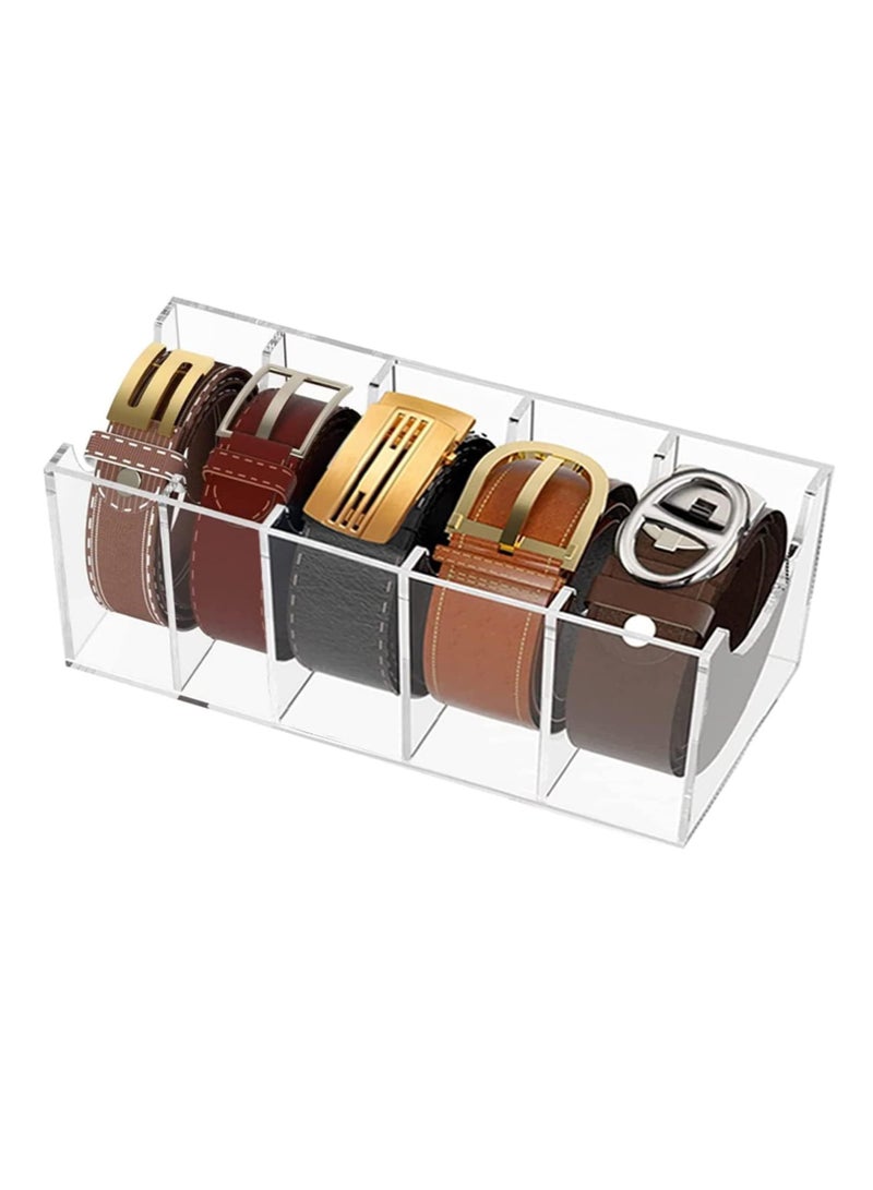 Belt Organizer for Closet，Belt Holder for Closet，Tie and Belt Organizer for Closet,Belt Organizer with 5 Compartments Display Case  - Image 1