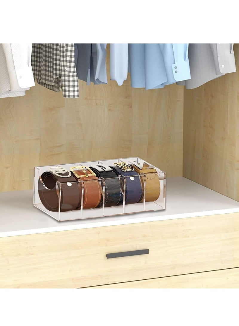 Belt Organizer for Closet，Belt Holder for Closet，Tie and Belt Organizer for Closet,Belt Organizer with 5 Compartments Display Case  - Image 3
