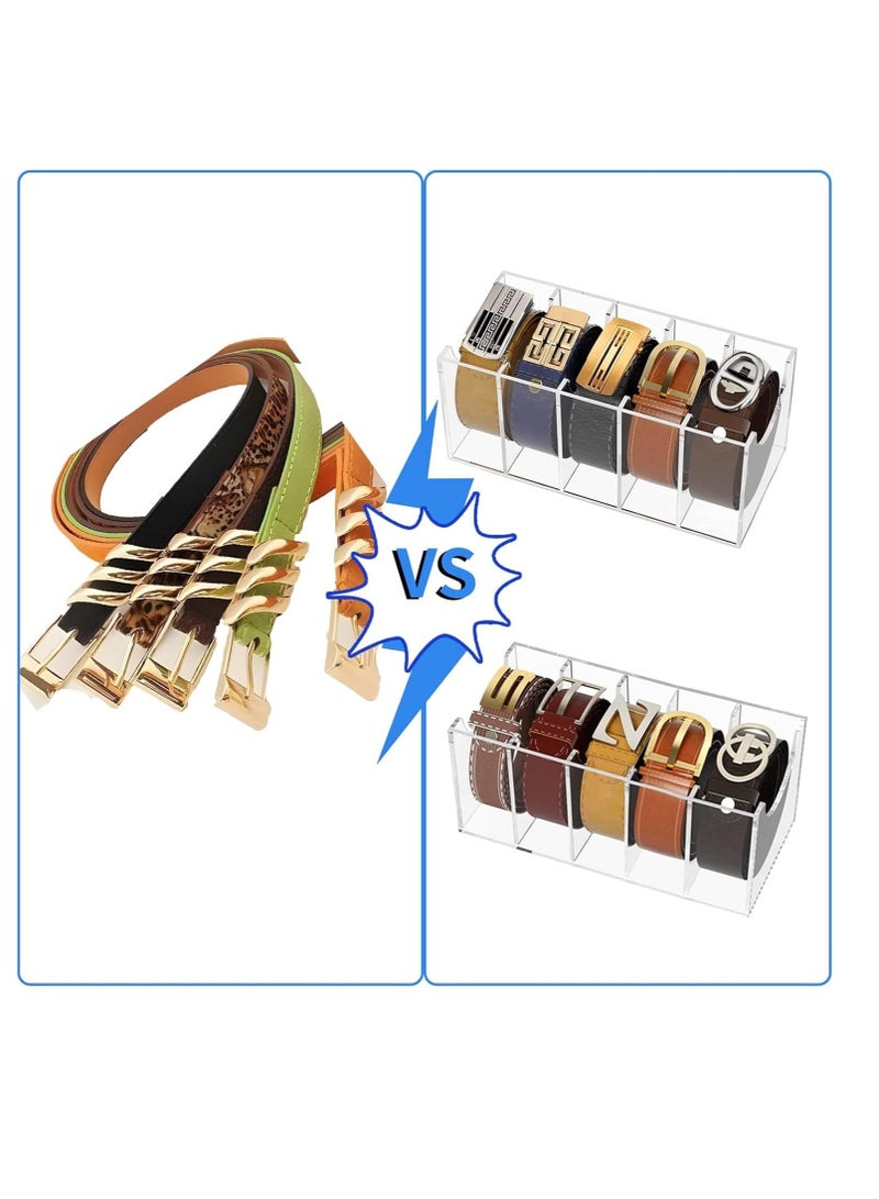 Belt Organizer for Closet，Belt Holder for Closet，Tie and Belt Organizer for Closet,Belt Organizer with 5 Compartments Display Case  - Image 5