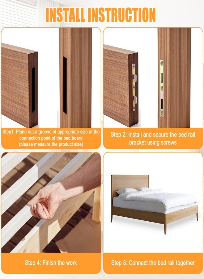 AojSup 4 Sets Metal Bed Rail Fasteners, 5 Inch Heavy Duty Bed Rail Brackets with Screws, Heavy Duty Hardware Frame Replacement Parts for Furniture Wood - Image 5