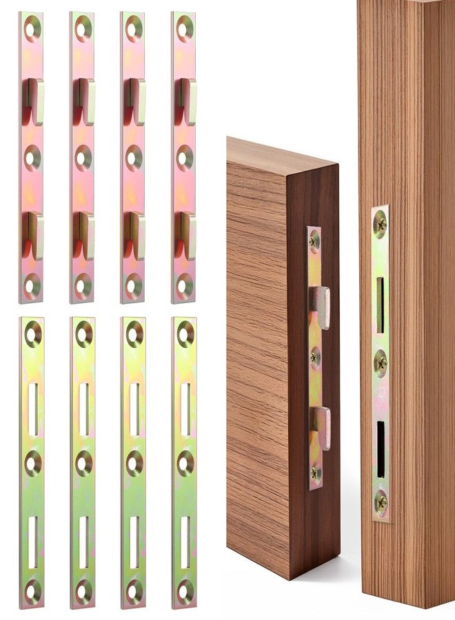 AojSup 4 Sets Metal Bed Rail Fasteners, 5 Inch Heavy Duty Bed Rail Brackets with Screws, Heavy Duty Hardware Frame Replacement Parts for Furniture Wood - Image 1