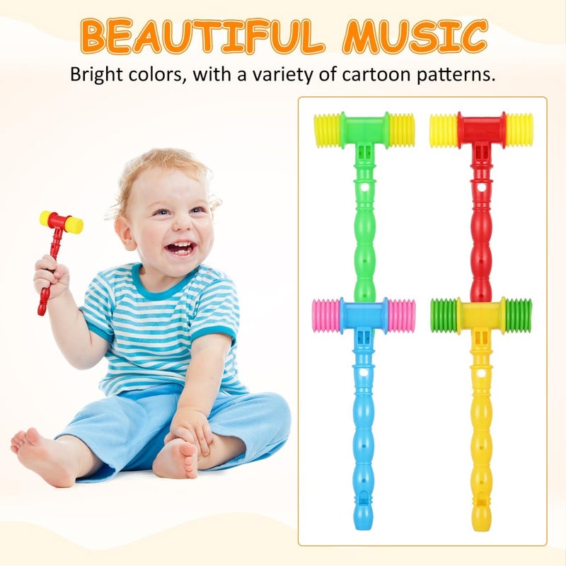 NUOBESTY 8pcs Hammer Pounding Toys, Plastic Squeaky Hammer Toy Musical Pounding Toy Beating Gavel Mallet Toys Educational Toys Random Color - Image 5