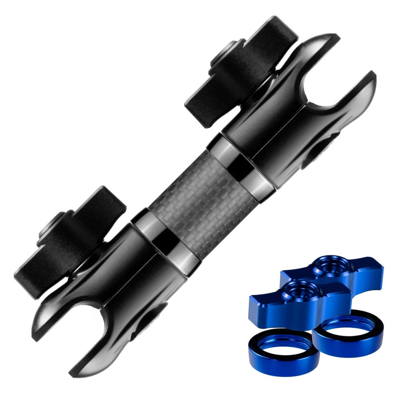 Tackform 5 Long 20mm Ball and Socket Arm DuraLock 20 Series Carbon Fiber Arm Dual 20mm Sockets with Optional AntiTheft Knobs Black with Blue Billet Accent Kit - Image 2
