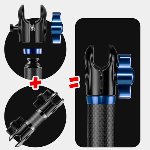 Tackform 5 Long 20mm Ball and Socket Arm DuraLock 20 Series Carbon Fiber Arm Dual 20mm Sockets with Optional AntiTheft Knobs Black with Blue Billet Accent Kit - Image 3