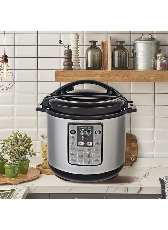 آرشيا حلة ضغط رقمية من ارشيا سعة 8 لتر - لون أسود -EP110، فولاذ مقاوم للصدأ - Image 2