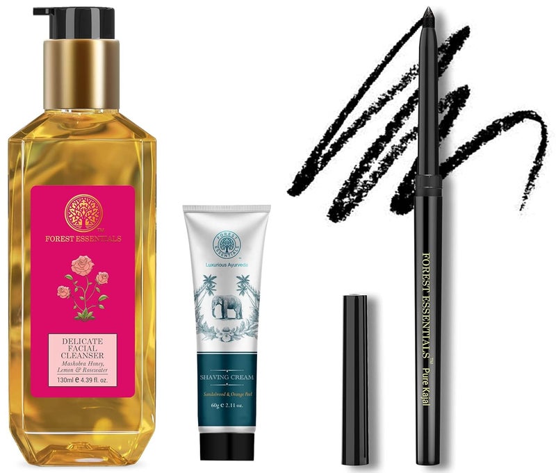منظف وجه دقيق من فورست إيسينشالز عسل مشبورة ليمون ماء الورد 130 مل غسول وجه فحم أسود كحل غلاب خاص 03 جرام كريم حلاقة خشب الصندل قشر البرتقال 60 جرام