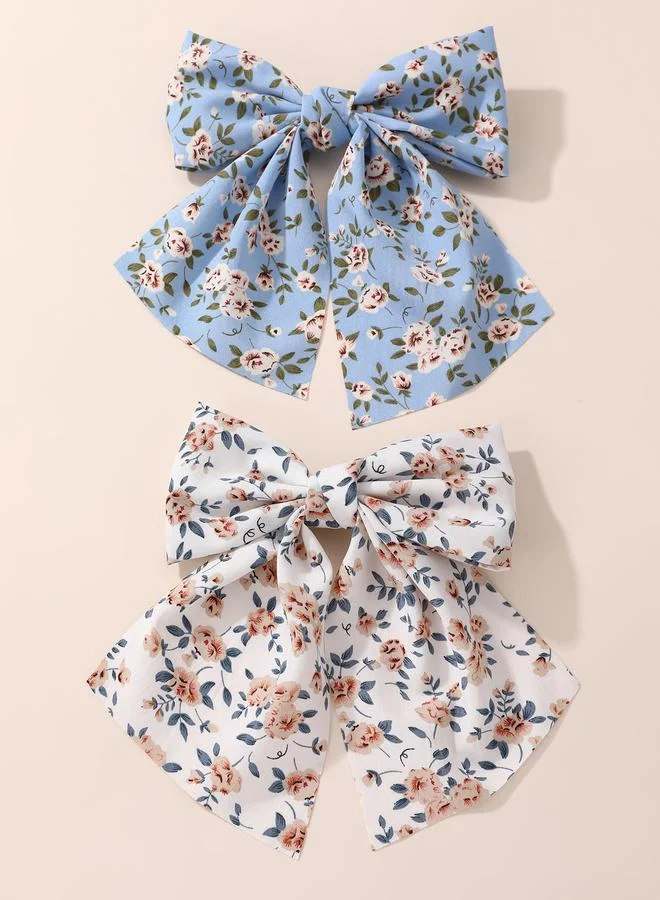 Take Two  Set of 2 - Floral Bow Hair Clips for Women | Best Price UAE
