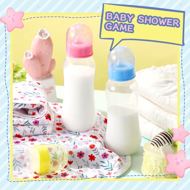 Chicingyou 6 Sets Bottle Chug Baby Shower Games Plastic Baby Bottles Bulk Diapers Gender Reveal Games Hat and Adult Bib Race Game Decoration for Girl Adults (Classic Style,Colourful) - Image 4