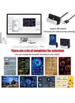 SYOSI 3.5 inch IPS USB Mini Screen AIDA64 PC CPU RAM HDD Temp Monitor Portable, Mini Monitor Sensor Panel Temperature Display Type C Sub Screen  - Image 3