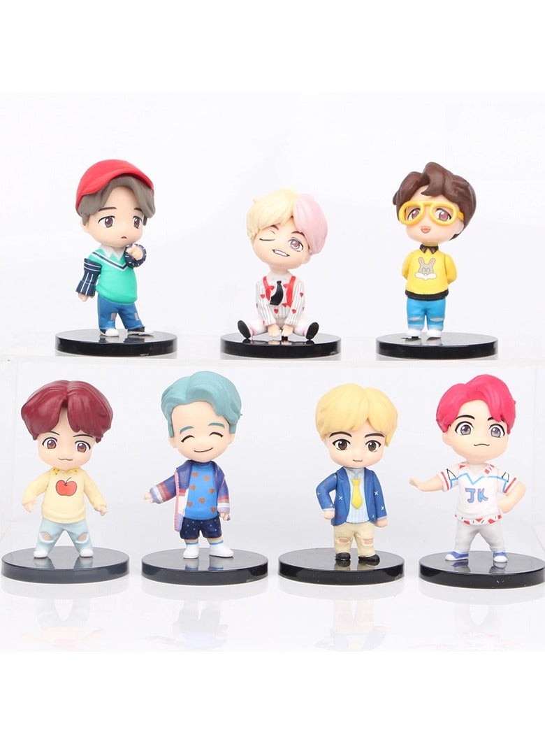 عام "مجموعة تماثيل كي بوب BTS (7 قطع) - مجسمات كعكات أعياد ميلاد للمعجبين، ديكورات طاولة وهدايا جماهيرية!" - Image 1