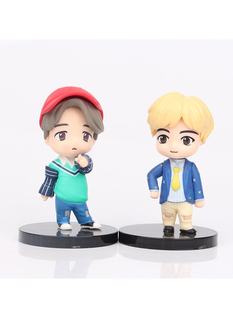 عام "مجموعة تماثيل كي بوب BTS (7 قطع) - مجسمات كعكات أعياد ميلاد للمعجبين، ديكورات طاولة وهدايا جماهيرية!" - Image 4