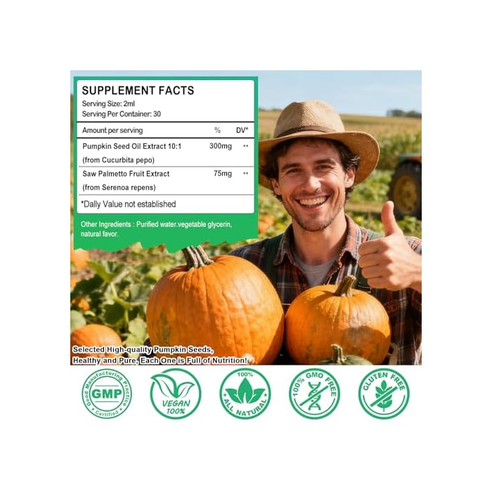 WellVeraVida Pumpkin Seed Oil with Saw Palmetto Drops-High Concentrated Pumpkin Seeds Oil Supplement for Hair, Bladder & Prostate Health丨 Cold Pressed, High Absorption Liquid for Women & Men丨NON-GMO, Vegan, 2Fl Oz - Image 5