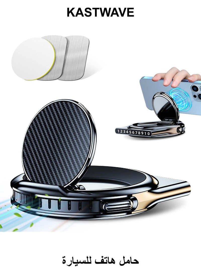 KASTWAVE Multifunction Magnetic Phone Car Mount, with Car Air Fresheners Diffuser, Number Parking Phone Holder Dashboard Phone Holder, Suit For All Phone Model - Image 1