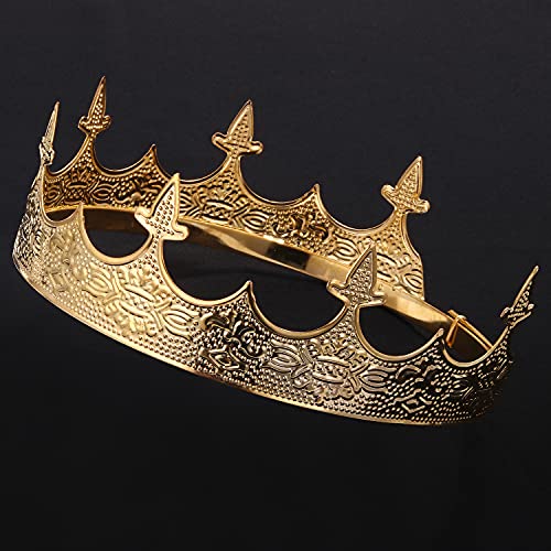 CROWN GUIDE King Crown for Men Medieval Wedding, Royal Crown Accessories for Boy Gold - Image 4