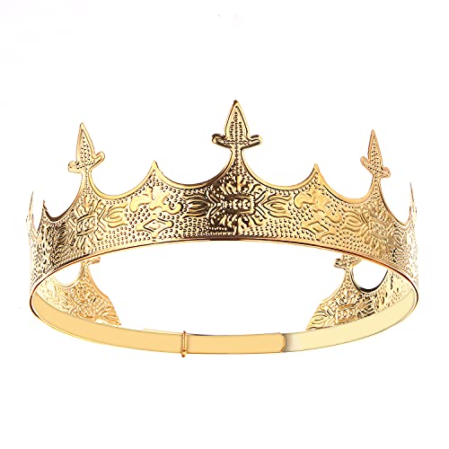 CROWN GUIDE King Crown for Men Medieval Wedding, Royal Crown Accessories for Boy Gold - Image 1
