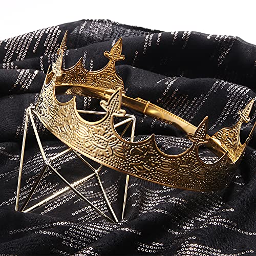 CROWN GUIDE King Crown for Men Medieval Wedding, Royal Crown Accessories for Boy Gold - Image 5