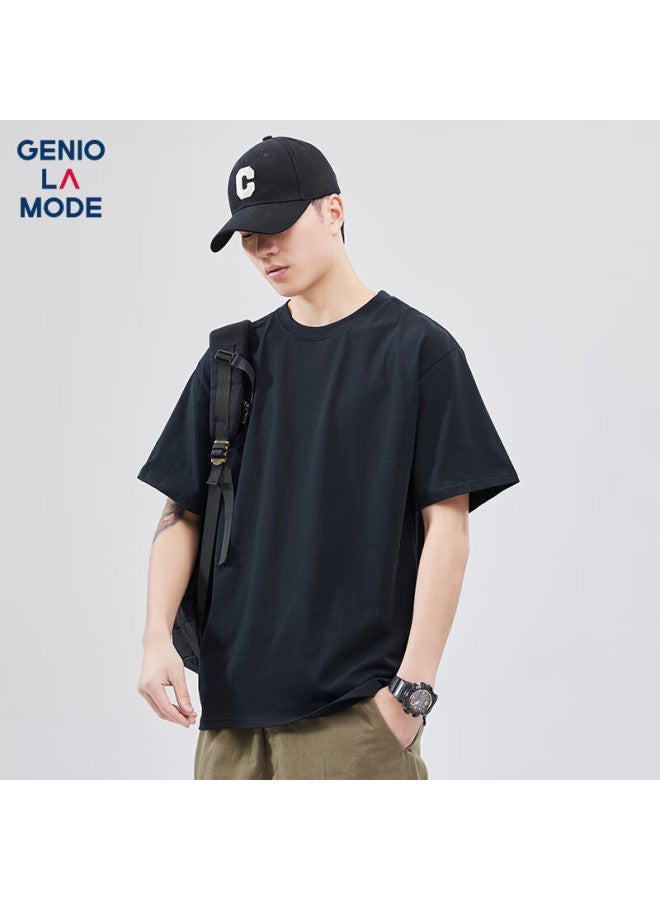 Geniolamode Men's Short Sleeve T-shirt, Pure Cotton Heavyweight Comfortable Breathable Men's Five-point Sleeve Casual All-match Solid Color Top - Image 5