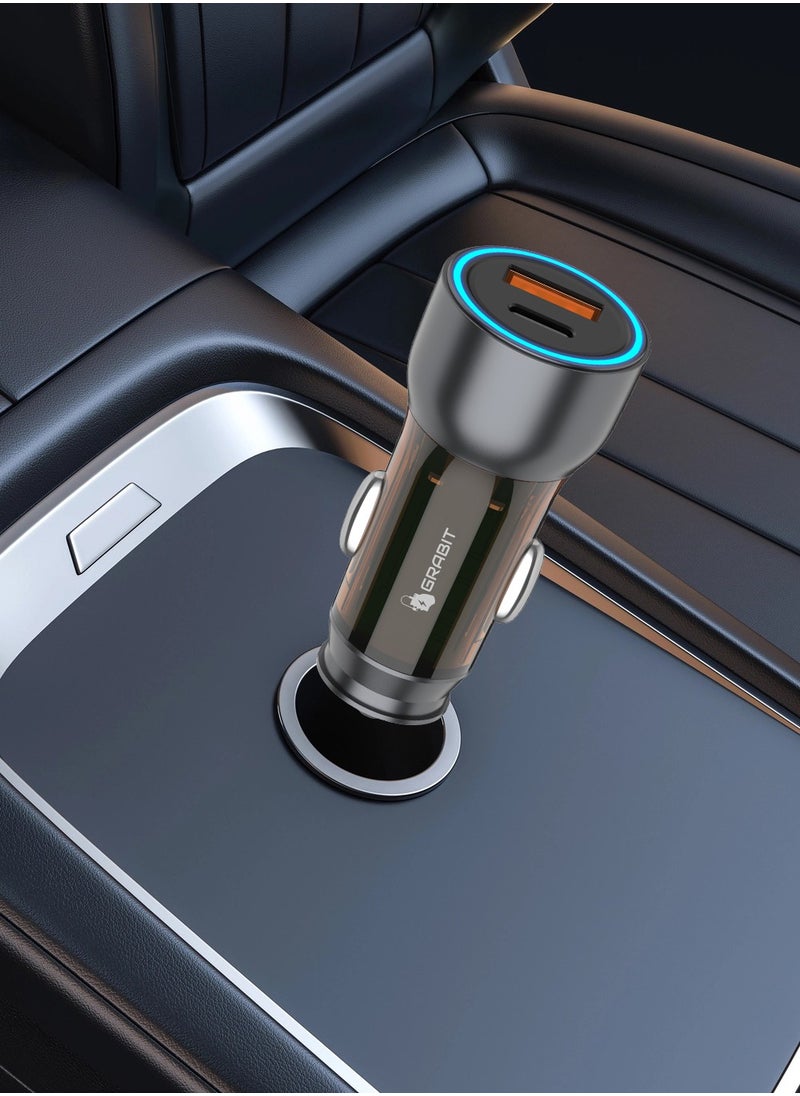 إلتقطه - \شاحن سيارة سريع - 30 واط من النوع C و22.5 واط USB-A، مدمج وآمن مع كابل من النوع C بطول 1 متر - Image 1