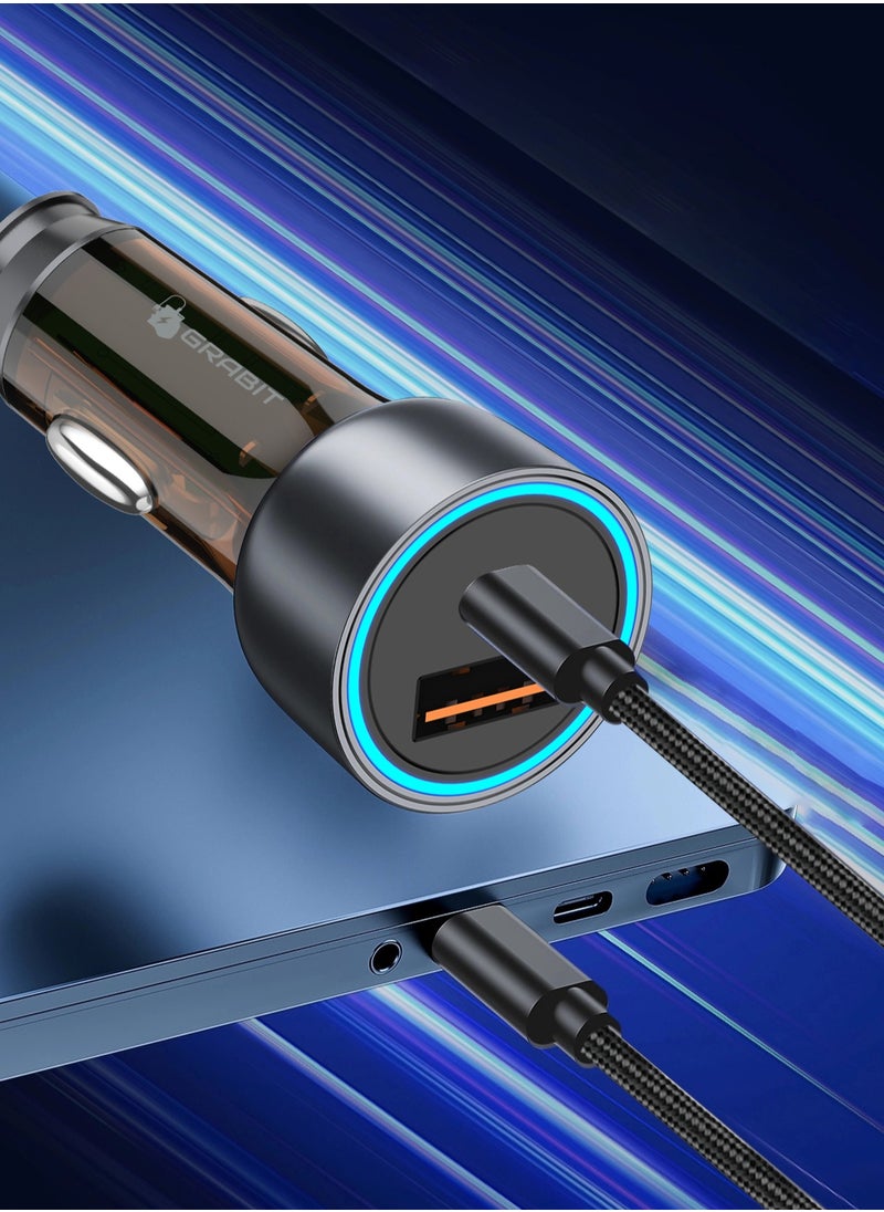 إلتقطه - \شاحن سيارة سريع - 30 واط من النوع C و22.5 واط USB-A، مدمج وآمن مع كابل من النوع C بطول 1 متر - Image 1