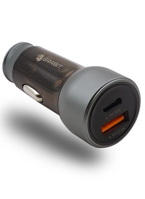 \شاحن سيارة سريع - 30 واط من النوع C و22.5 واط USB-A، مدمج وآمن مع كابل من النوع C بطول 1 متر