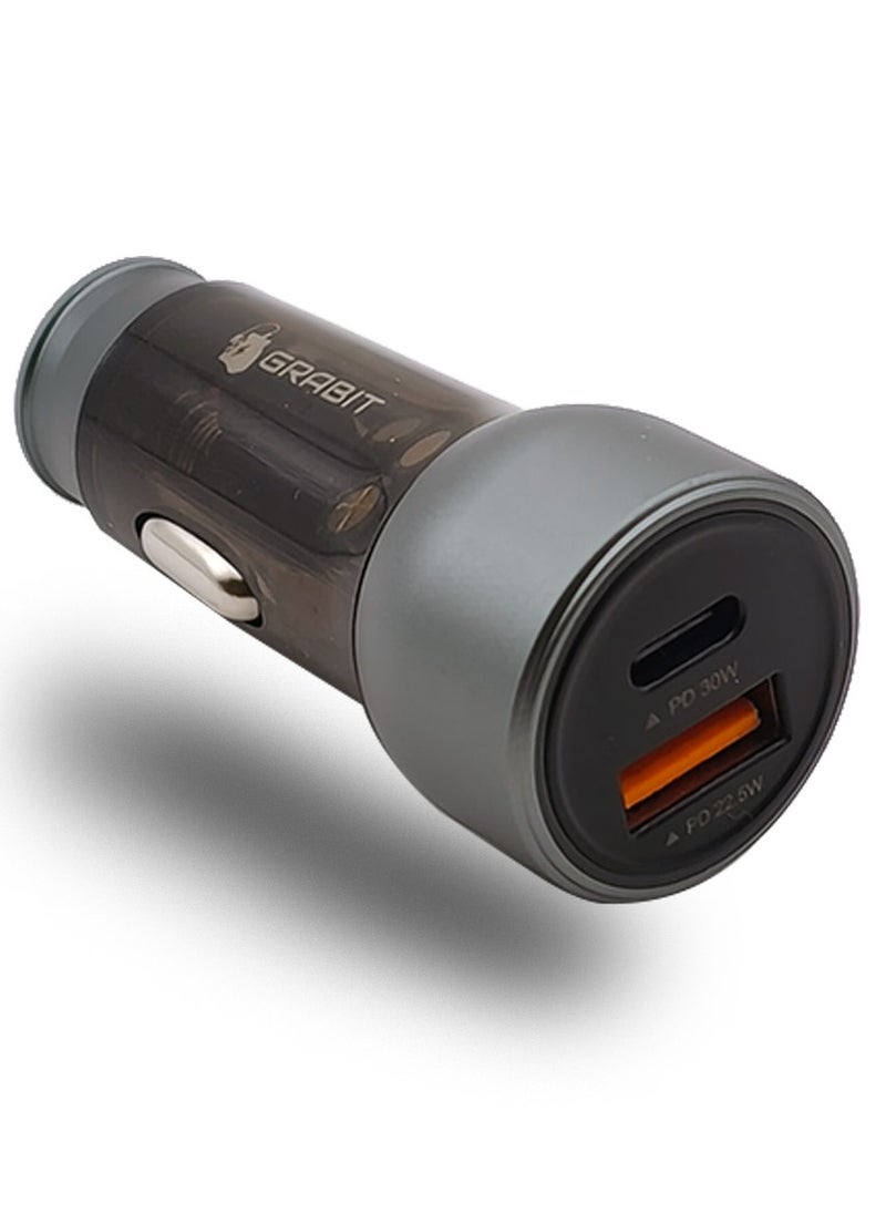 إلتقطه - \شاحن سيارة سريع - 30 واط من النوع C و22.5 واط USB-A، مدمج وآمن مع كابل من النوع C بطول 1 متر - Image 1