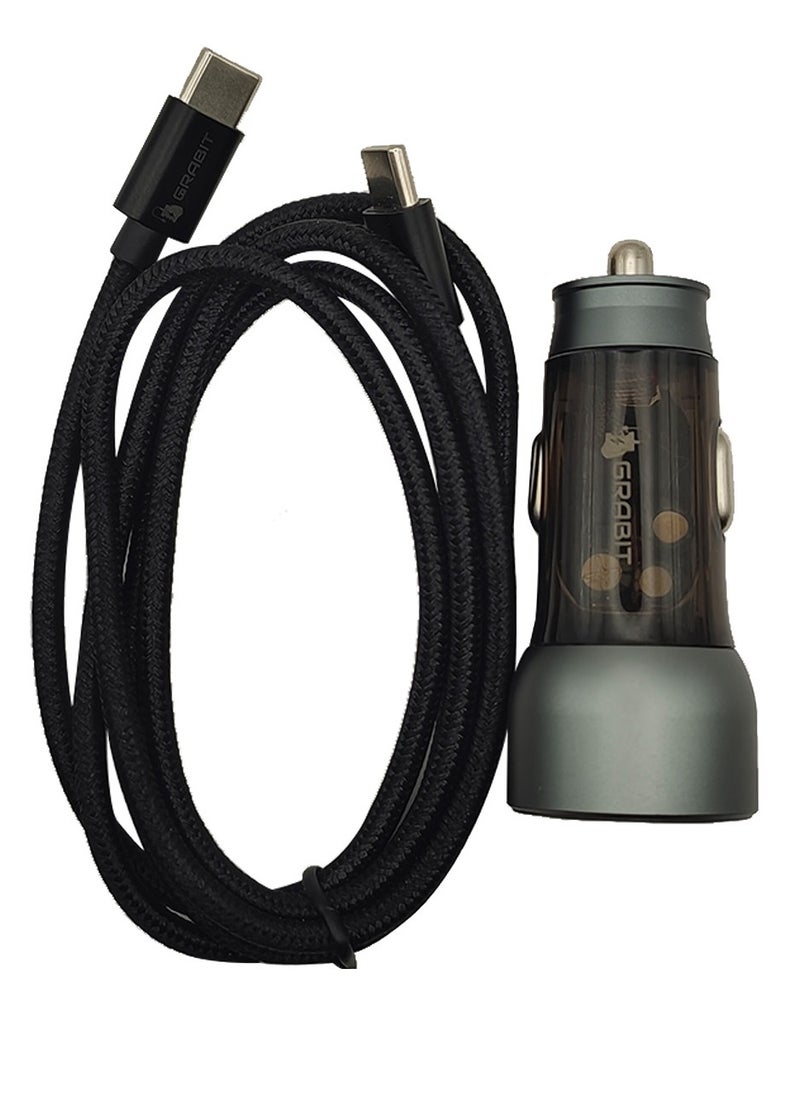 إلتقطه - \شاحن سيارة سريع - 30 واط من النوع C و22.5 واط USB-A، مدمج وآمن مع كابل من النوع C بطول 1 متر - Image 1