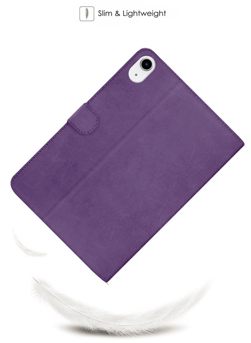 Wtech Apple iPad 2025 (11th Generation) A16 10.9 inch WTech PU Leather Magnetic Closure Flip Case Cover - Purple - Image 2
