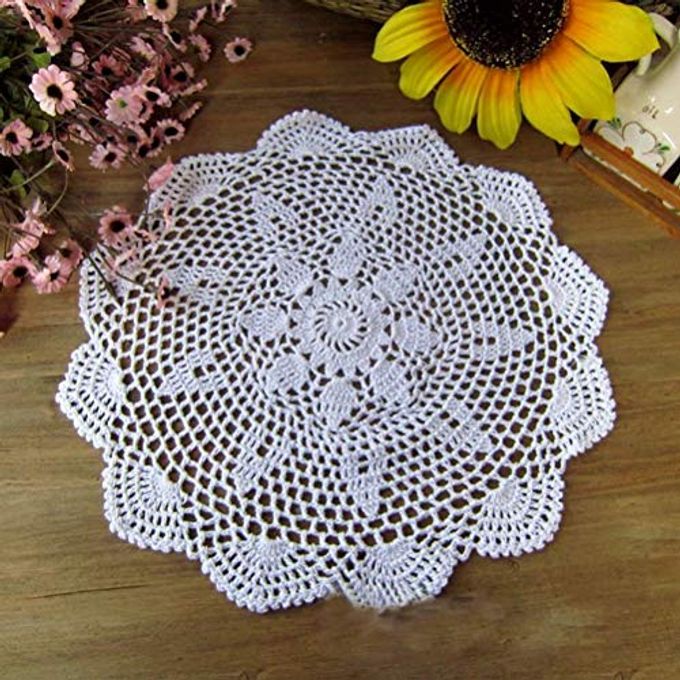 100 COTTON HANDMADE LACE CROCHET ROUND PLACEMATS DOILY DOILIESWHITE11 INCH 2PC