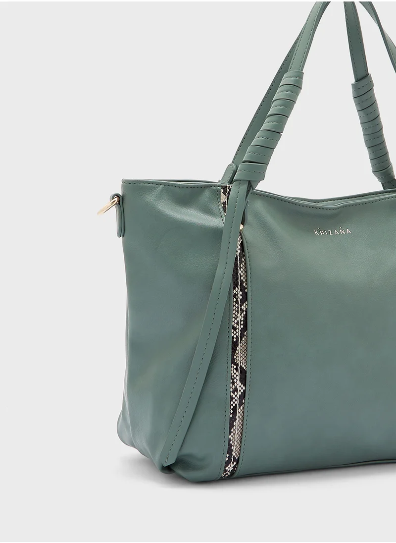 Khizana Snake Print Detail Tote Bag