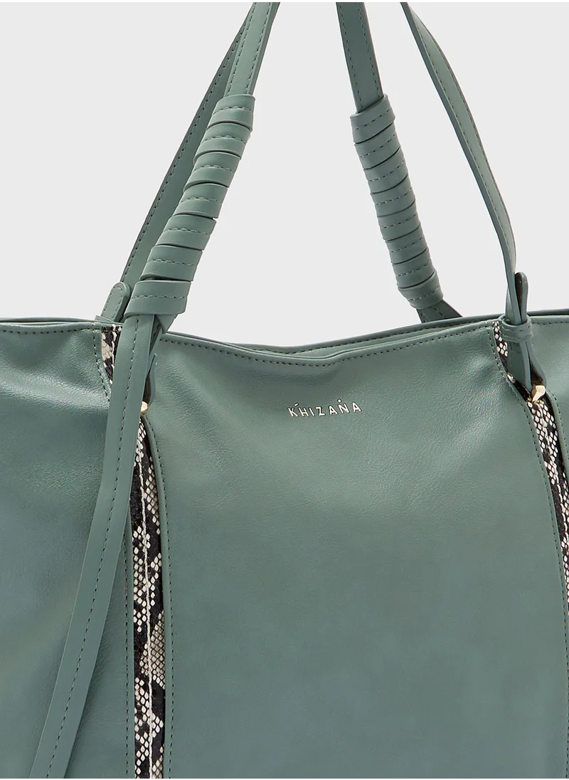 Khizana Snake Print Detail Tote Bag