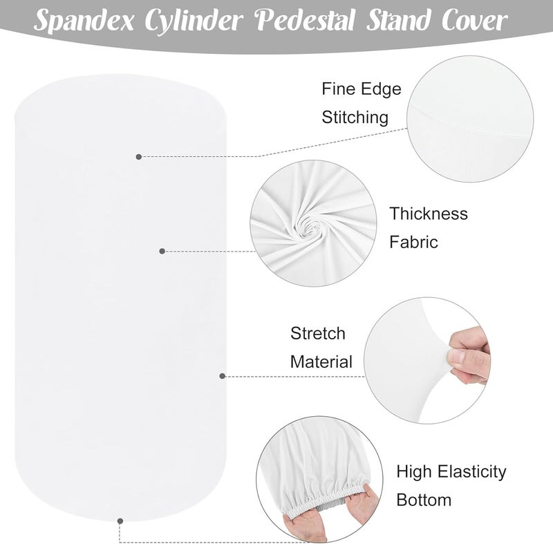 كلاراكو مجموعة من 5 أغطية حامل أسطواني من الإسباندكس قابلة للتمدد، وأغطية أعمدة عرض طاولة الحلوى، وأغطية دعائم الزفاف، وحفلات استقبال المولود الجديد، وحفلات أعياد الميلاد، وديكورات المناسبات (أبيض) - Image 4