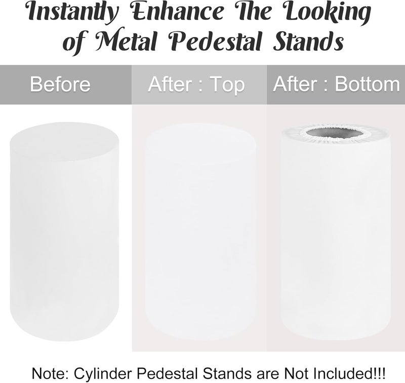 كلاراكو مجموعة من 5 أغطية حامل أسطواني من الإسباندكس قابلة للتمدد، وأغطية أعمدة عرض طاولة الحلوى، وأغطية دعائم الزفاف، وحفلات استقبال المولود الجديد، وحفلات أعياد الميلاد، وديكورات المناسبات (أبيض) - Image 3