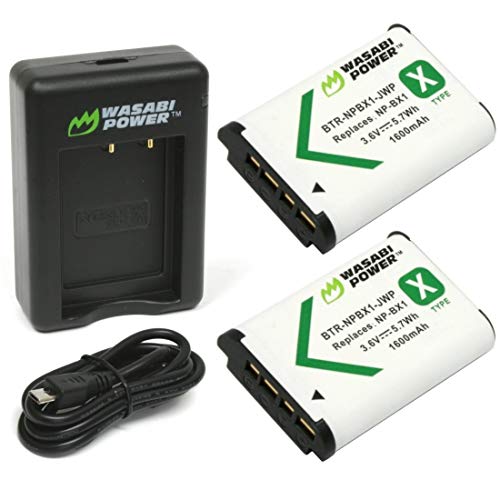 Wasabi Power NP-BX1 Battery (2-Pack) and Dual USB Charger for Sony NP-BX1/M8, ZV-1, ZV-1 II, Cyber-Shot DSC-HX95, HX99, HX350, RX1, RX1R II, RX100 (II/III/IV/V/VA/VI/VII), FDR-X3000, AS300, and More - Image 1
