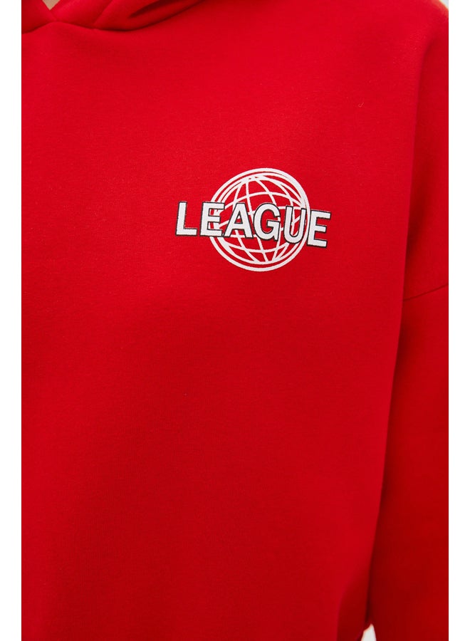 trendyol Hoodie - Red - Relaxed fit  - Image 4