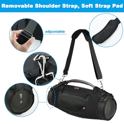 TXEsign Travel Carrying Strap for JBL Boombox 3/Boombox 3 Wi-Fi Waterproof Portable Speaker, Shoulder Strap with Two Side Covers Travel Carrying Pouch for JBL Boombox 3 (Black) - Image 4
