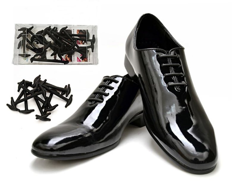 Koollaces No Tie Elastic Slip on Dress Shoelaces, Silicone Shoelaces Patented Anchor Type (16pcs Black) - Image 1