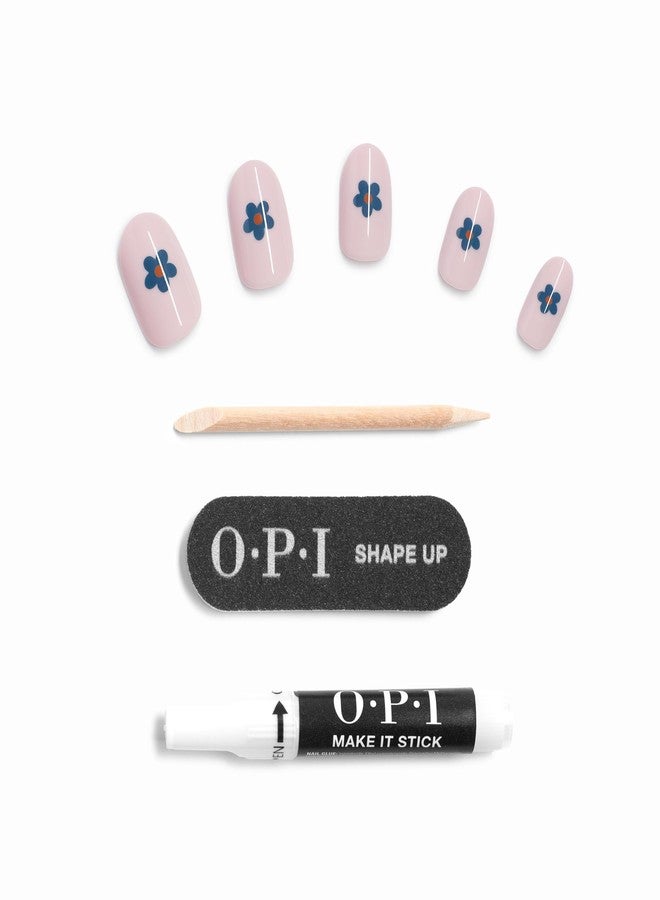 OPI On Point Blossom Sauce | Short Round Light Lavender with Blue Flower Nail Art Press On Nails | 24 Count with Glue | Long Lasting, Reusable, Non-damaging | Fall 2025 Shades - Image 5