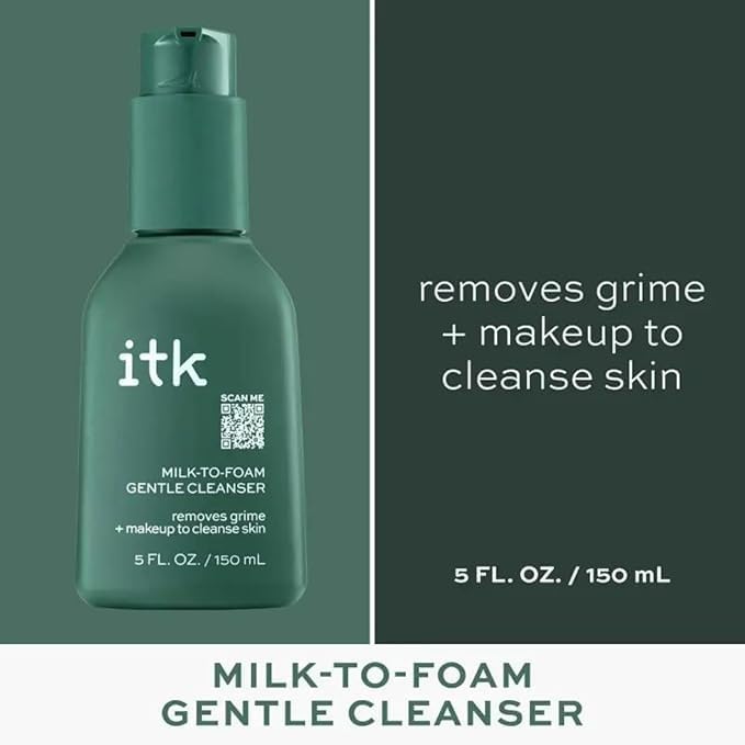 ITK Skincare 2-in-1 Milk-To-Foam Gentle Cleanser - Effective Face Wash + Makeup Remover with Vitamin B5, Pineapple + Coconut Enzymes for Radiant Skin - Cleanse, Remove Excess Makeup + Moisturize Skin - Image 2