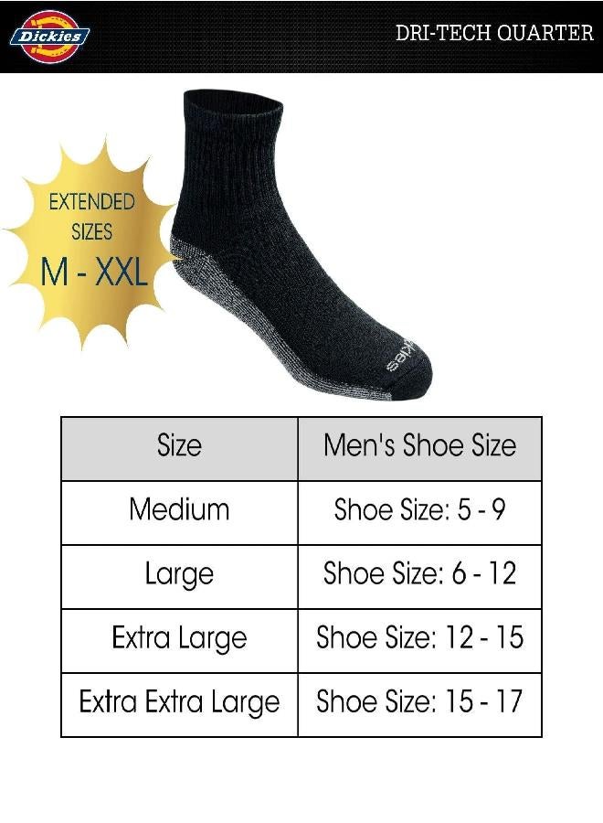Dickies Dickies Men's Dri-tech Moisture Control Quarter Socks Multipack, Black (6 Pairs), Shoe Size: 6-12 - Image 2